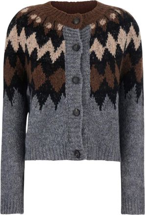 Tela Eiko Geometric Cropped Acrylic-Blend Cardigan