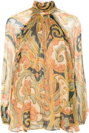 Etro abstract-pattern print blouse - women - Silk/Polyester - 42 - Neutrals