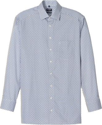 Olymp overhemd blauw geprint polyamide super slim fit