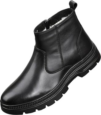 Generic Mens Winter Snow Boots Water Resistant Warm Fur Lined Anti Slip Work Ankle Boots Casual Lightweight Outdoor Hiking Trekking Boot (Black,8.5)