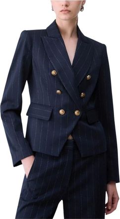 Liu Jo Dubbelrijige Pinstripe Blazer - Dames - Jassen - Blauw - Maat: M Leer