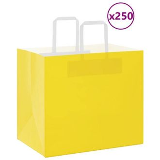 vidaXL Bolsas De Papel Con Asas 250 Uds Amarillas 32x22x28 Cm Vidaxl