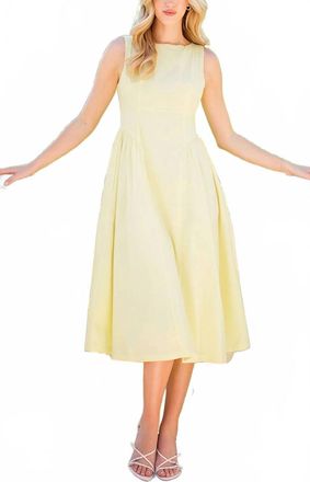 THML Clothing Eloise Structured Midi Dress In Buttercup