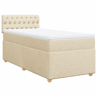 vidaXL Vidaxl - Cama Box Spring Con Colch&oacute;n Tela Color Crema 100x200 Cm