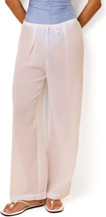 Solid & Striped Ashling Pleated Sheer Cover-Up Pants in Optic White at Nordstrom, Size X-Small