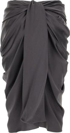 Chlo&eacute; Gedrapeerde Zijden Midi Rok - Dames - Midirokken - Zwart - M - Satijn - Rokken