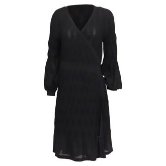 Diane Von F&uuml;rstenberg Diane Von Furstenberg Brenna Knit Mini Wrap Dress in Black Polyester