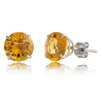 MAX + STONE 10k Yellow or White Gold 8mm Round Cut Gemstone Birthstone Stud Earrings