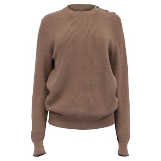 Brunello Cucinelli Knitted Crewneck Sweater in Brown Cotton