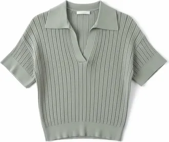 Sablyn Womens Mirabelle Crop Polo In Eucalyptus