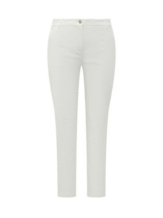 Pinko White Slim Flat Front Pants