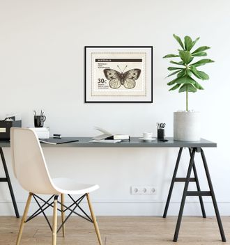Queence Bild »30c« Insekten Kunst Schmetterlinge 1 Stk. tlg. HD Premium Poster-Druck inkl. Holzrahmen