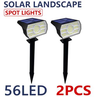Gabrielle Paquete De 2 Focos Solares Para Exteriores, 56 Led, Impermeables, Ip65, Ajustables Con 3 Modos De Iluminaci&oacute;n, Para Jard&iacute;n, Patio, Camino De Entrada