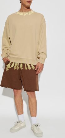 Palm Angels Sweatshirt With Logo, Mens, Beige