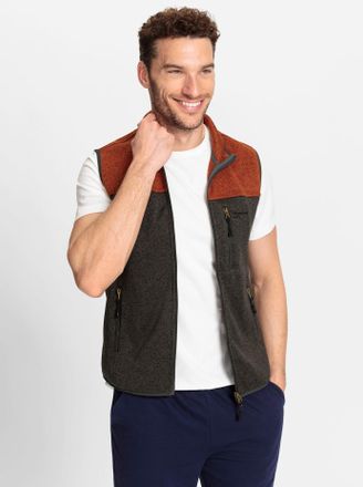 Catamaran Strickfleecejacke CATAMARAN, Herren, Gr. 44/46, grau (anthrazit, rostrot, meliert), 100% Polyester, meliert, Jacken Strickfleecejacke