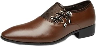 Generic Mens Formal Leather Shoes, Dress Shoe Lace Up Wedding Shoes Pointed Toe Oxfords Shoe Low Heel Smart Loafers Comfortable Business Loafer British Formal