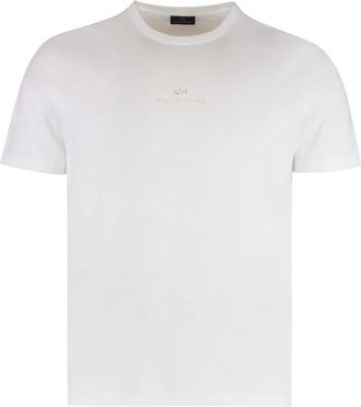 Paul & Shark Logo Katoenen Crew-neck T-shirt - Heren - T-shirts - Wit - XL - Katoen - Tops