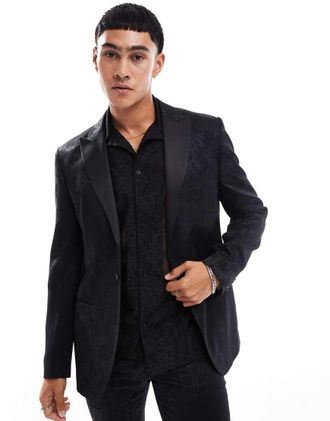 Twisted Tailor suit jacket in black floral - part of a set