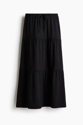 H&M Langer Stufenjupe - Schwarz