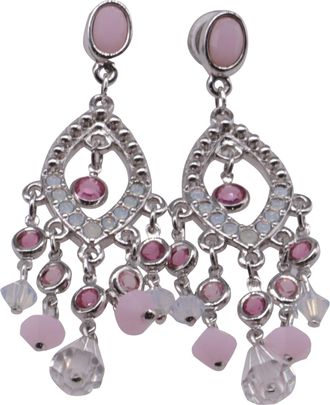 Swarovski Chandelier Earrings in Pink Sterling Silver