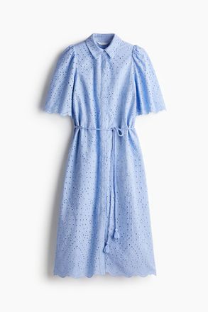 H&M Blusenkleid mit Broderie Anglaise - Hellblau