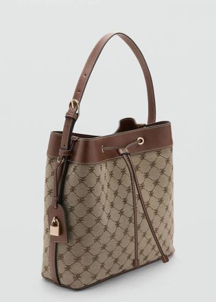 Mango Borsa secchiello logo jacquard marrone medio - Donna - Taglia unica - MANGO