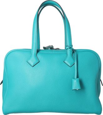Herm&egrave;s Victoria II 35 Top Handle Bag - Turquoise