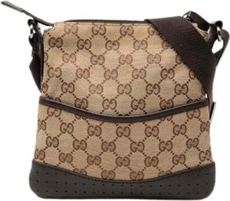 Gucci Pre-owned Cross Body Bags, male, Beige, Size: ONE SIZE Pre-owned Canvas Crossbody Bag