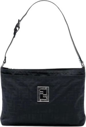 Fendi Pre-owned Shoulder Bags, female, Black, Size: ONE SIZE Pre-owned Nylon Shoulder Bag