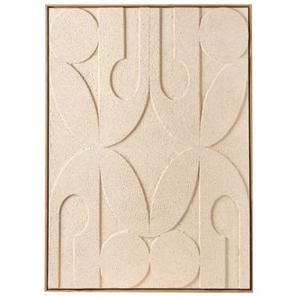 Beliani Lienzo Decorativo Dise&ntilde;o Minimalista Hecho A Mano Materiales Sint&eacute;ticos Marco De Madera De Pino Beige Coleraine