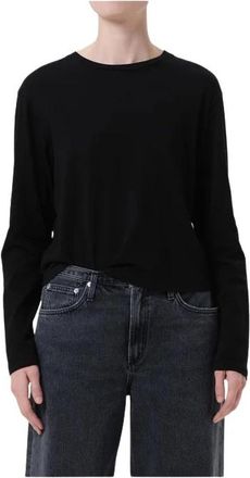 A Gold E Sydney Long Sleeve Tee - Dames - Ronde hals truien - Zwart - S - Katoen - Truien & Vesten