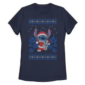 Lilo & Stitch Womens Lilo & Stitch Christmas with Scrump Graphic T-Shirt in Navy Blue at Nordstrom, Size Medium