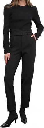 Greylin Abilene Belted Paperbag High Waist Pants In Black
