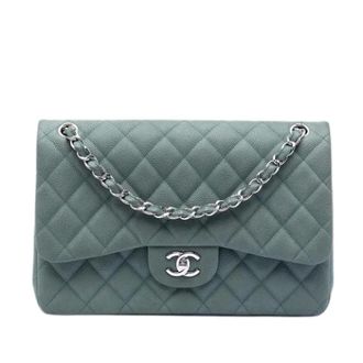 Chanel Pre-owned Classic Double Flap Shoulder Bag - Dames - Pre-owned - Blauw - Maat: ONE Size Leer