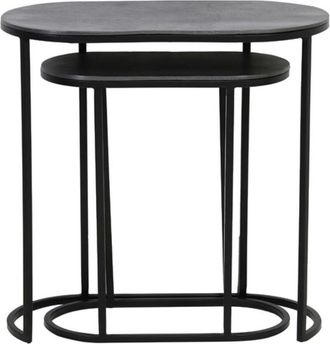 Light & Living Light&living - Juego De Mesas Auxiliares De 2 Bocov Negro Antiguo