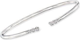 RS Pure by Ross-Simons Bezel-Set Diamond Open-Space Cuff Bracelet in Sterling Silver