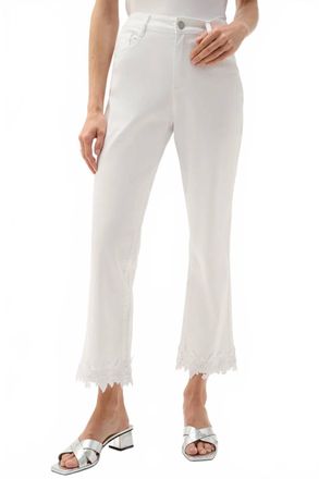 Joseph Ribkoff Denim Straight Crop Jeans With Lace Appliqu&eacute; In White