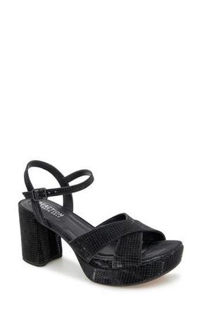 Kenneth Cole Reaction Reeva Platform Sandal in Black Grid Metallic at Nordstrom Rack, Size 8.5