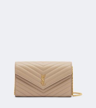 Saint Laurent Portafoglio con catena Cassandre in pelle