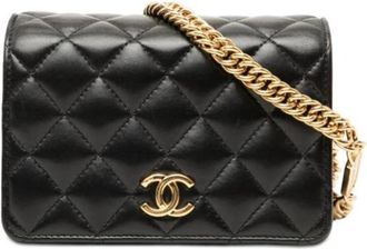 Chanel Pre-owned Wallet on Chain - Dames - Vintage Schoudertas - Zwart - ONE Size - Leer - Vintage