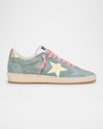 Golden Goose Ball Star Suede Metallic Low-Top Sneakers