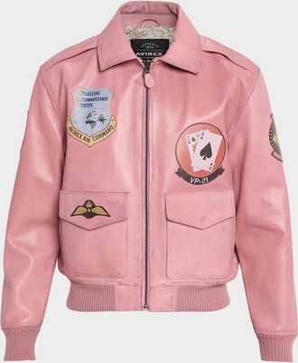Avirex Men & apos;s Leather Flight Aviator Jacket
