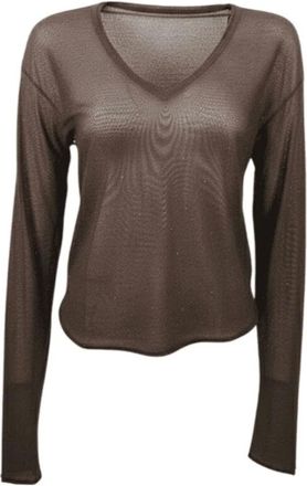 Pinko V-neck Knitwear, female, Brown, S, Salomone V-neck Jumper
