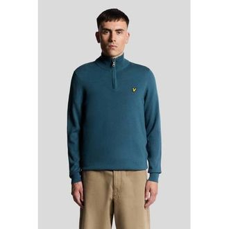 Lyle & Scott trui met wol fijn gebreid petrol
