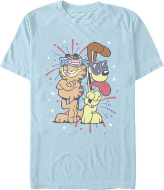 Garfield Mens Garfield Patriotic Cat and Dog Celebration T Shirt in Light Blue at Nordstrom, Size Xxx-Large