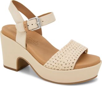 Gentle Souls Delilah Ankle Strap Platform Sandal in Cream Fabric at Nordstrom, Size 6.5