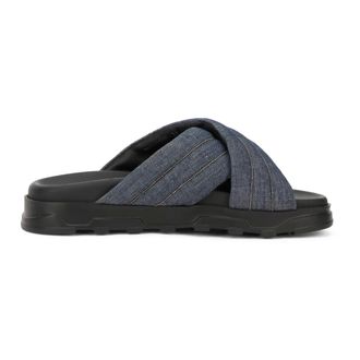 Fabiana Filippi Sliders, female, Blue, Size: 7 US Quilted Crossover-strap Slides