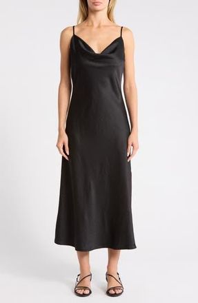 West K Hammered Satin Slipdress in Black at Nordstrom Rack, Size X-Large