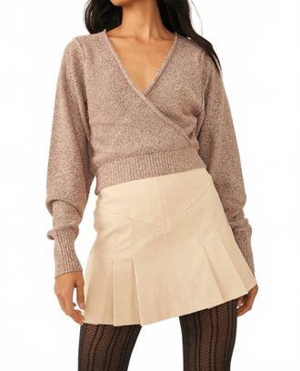 Free People Wrap Sweater In Rose Gold