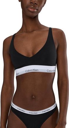 Calvin Klein Underwear Icon Cotton Modal Unlined Triangle Bralette Womens Bra Black : LG (Womens 12-14), Cotton/Elastane/Modal
